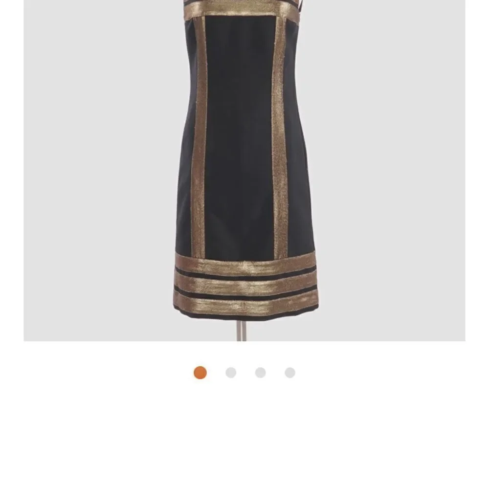 Tory Burch Black and Gold Striped Midi Dress